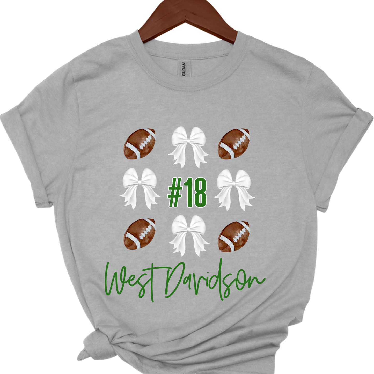 Custom Football & Bow Tee