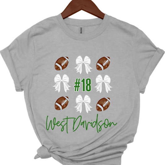 Custom Football & Bow Tee